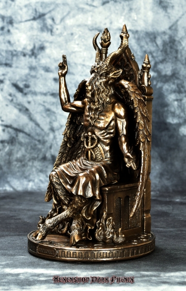 Hexenshop Dark Phönix Baphomet auf Thron Figur